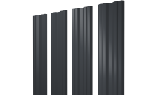 Штакетник Twin с прямым резом Grand Line 0,45 Drap TX RAL 7024 мокрый асфальт