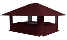 Дымник на трубу 520х390мм 0,5 Satin Matt TX с пленкой RAL 3005 красное вино