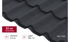 Металлочерепица Классик ("Classic") v01 0,5 Satin Matt RAL 7024 мокрый асфальт