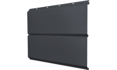 Софит металлический ЭкоБрус new Grand Line c перфорацией 0,5 Satin с пленкой RAL 7024 мокрый асфальт