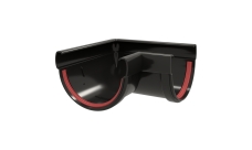 Угол желоба 90 град.Дизайн 135 ПВХ GL черный (RAL 9005)