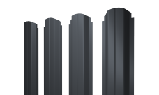 Штакетник П-образный A фигурный 0,45 Drap TX RAL 7024 мокрый асфальт